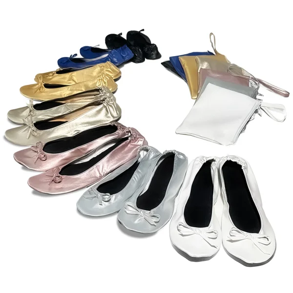 Women's Foldable Ballet Flats Soft Sole Roll Up Slippers Shoes with Bag - Image 27