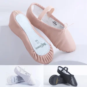 Genuine Leather Soft Ballet Shoes Lace-Up Dance Gymnastics Slippers