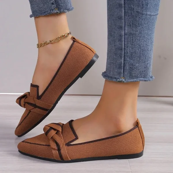 Women's Loafers Bowtie Ballet Flats Pointed Toe Slip-on Sandals - Image 4