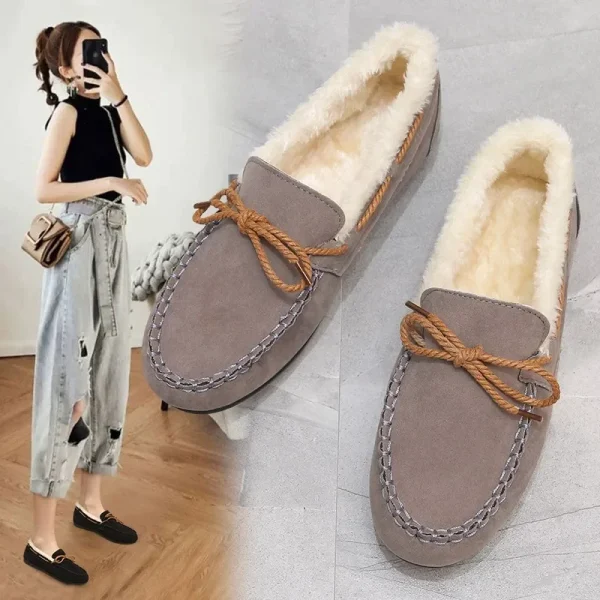 Women Fluffy Fur Loafers Slip-On Warm Winter Flat Casual Shoes - Image 20