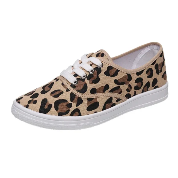 Leopard Print Canvas Flat Shoes Women Korean Versatile Casual Sneakers - Image 36