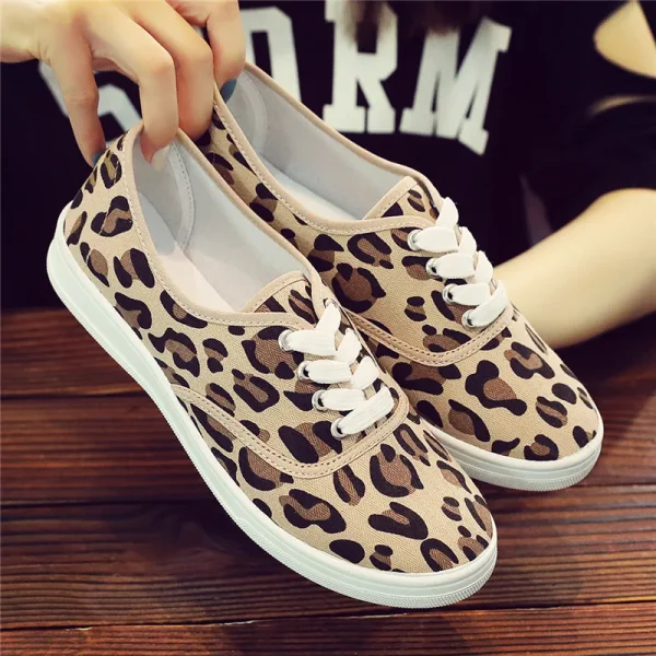 Leopard Print Canvas Flat Shoes Women Korean Versatile Casual Sneakers - Image 16