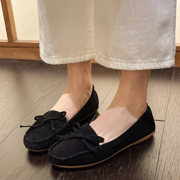 New Women Leather Loafers Slip-On Flats Spring Autumn Casual Shoes - Image 2