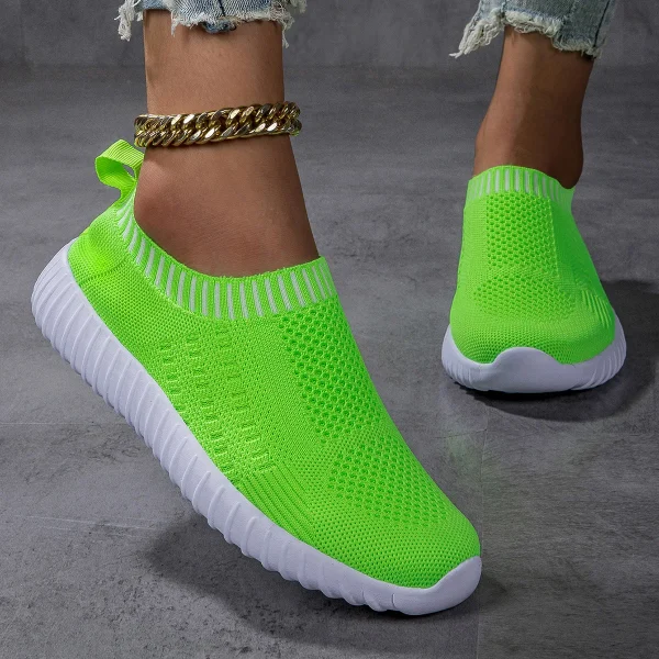 Women's Breathable Knit Sneakers Lace-Up Casual Outdoor Shoes - Image 8