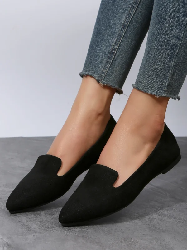 Spring And Autumn Casual Pointed Toe Flat Walking Shoes For Women