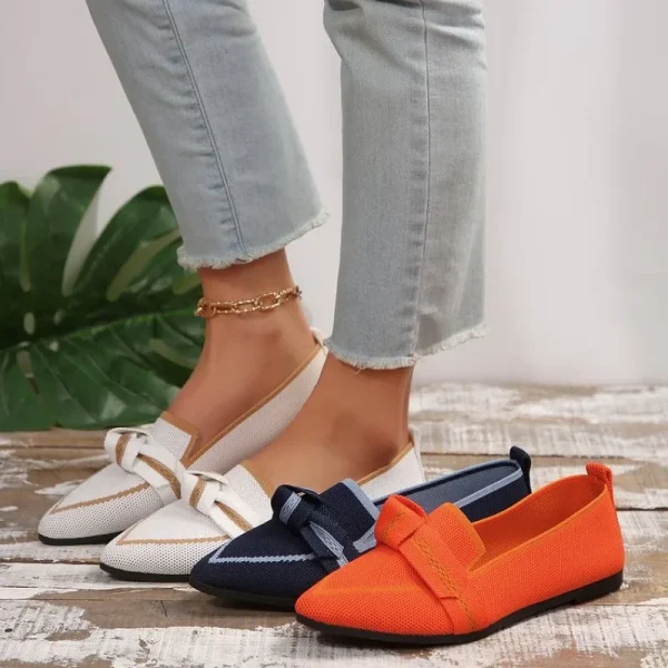 Women's Loafers Bowtie Ballet Flats Pointed Toe Slip-on Sandals - Image 6
