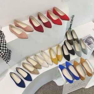Elegant Women's Suede Pointed Toe Casual Flats Soft Sole Shoes