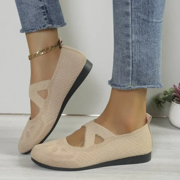 Elastic Knitting Flats Shoes Women Breathable Soft Slip-On Loafers - Image 15