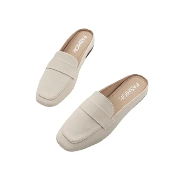 Baotou Half Slippers Women Soft Leather Slip-On Flat Casual Shoes - Image 18