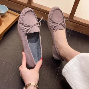 New Women Leather Loafers Slip-On Flats Spring Autumn Casual Shoes