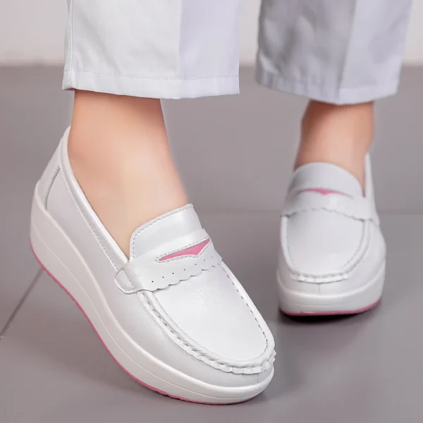 Women Comfortable Breathable Non-Slip White Leather Nursing Work Shoes - Image 7