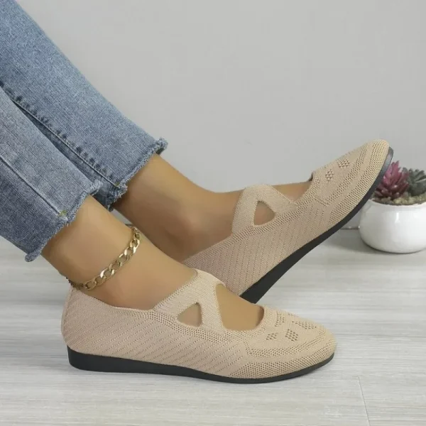 Elastic Knitting Flats Shoes Women Breathable Soft Slip-On Loafers - Image 21