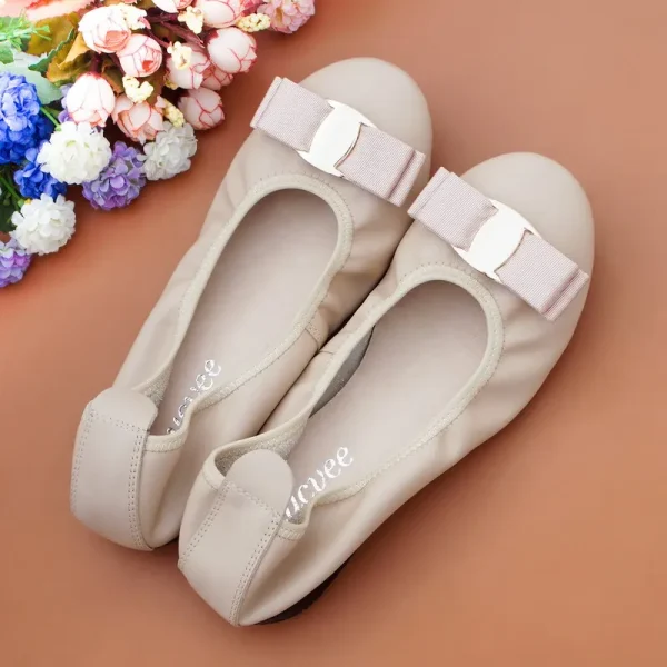 Designer Genuine Leather Ballet Flats Soft Comfortable Sequined Bowknots - Image 6