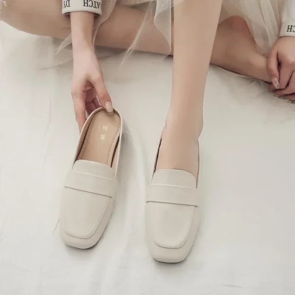 Baotou Half Slippers Women Soft Leather Slip-On Flat Casual Shoes - Image 14