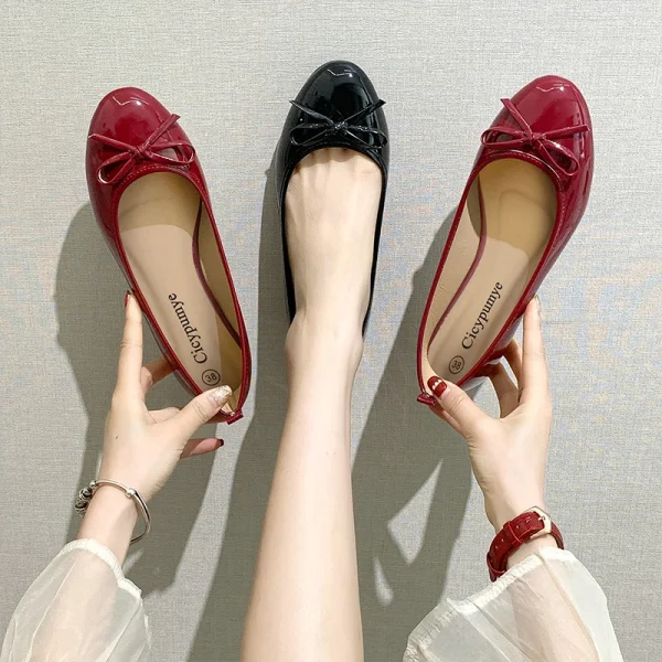 Women's bow flat shoes, round head soft sole non-slip commuter casual shoes - Image 2