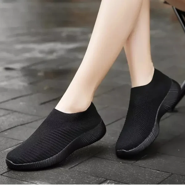 Women Vulcanized Sneakers Slip-On Flats, Breathable Mesh Walking Shoes - Image 8