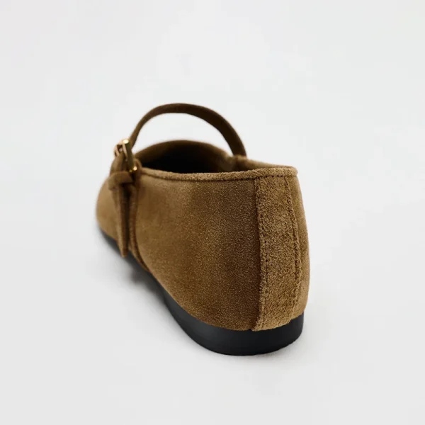 Brown Low Heel Retro Closed Toe Faux Leather Sandals Women - Image 4