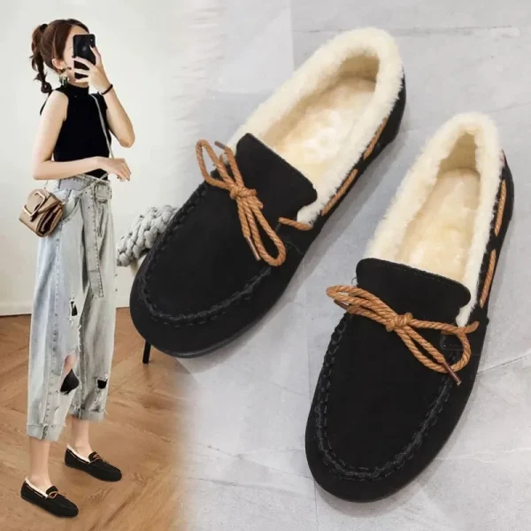 Women Fluffy Fur Loafers Slip-On Warm Winter Flat Casual Shoes - Image 10