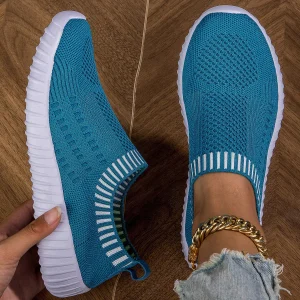 Women's Breathable Knit Sneakers Lace-Up Casual Outdoor Shoes