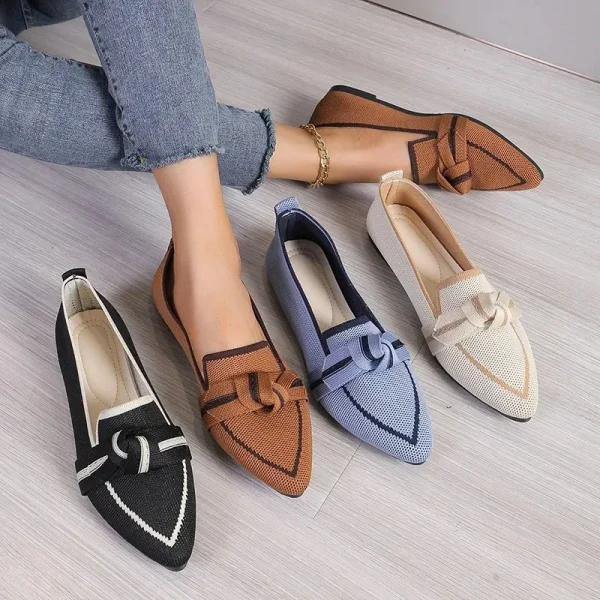Women's Loafers Bowtie Ballet Flats Pointed Toe Slip-on Sandals - Image 2